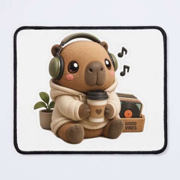 Item preview, Capy with Coffee and Headphones designed and sold by Snurly.