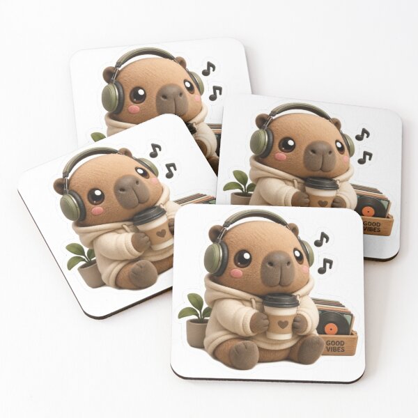 Item preview, Capy with Coffee and Headphones designed and sold by Snurly.