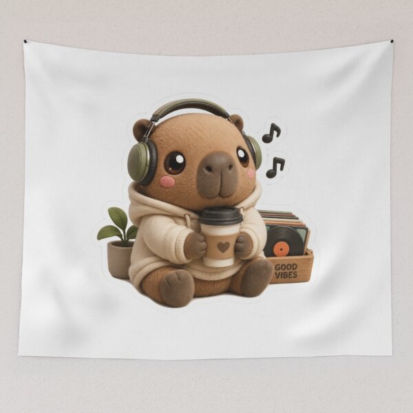 Item preview, Capy with Coffee and Headphones designed and sold by Snurly.