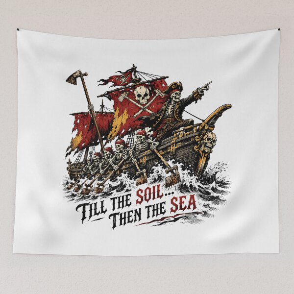 Item preview, Skeleton Pirate Farmer Till the Soil Then the Sea designed and sold by chattsuede.