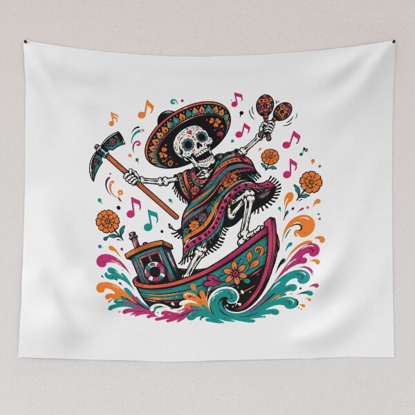 Item preview, Dia de los Muertos Skeleton Sailor with Maracas designed and sold by chattsuede.