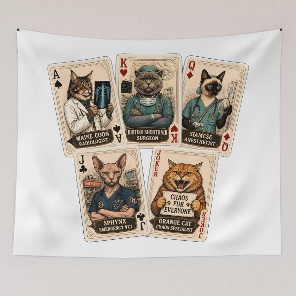 Item preview, Cat Lover's Hand – Funny Veterinary Cat Playing Cards designed and sold by Bettybee00.