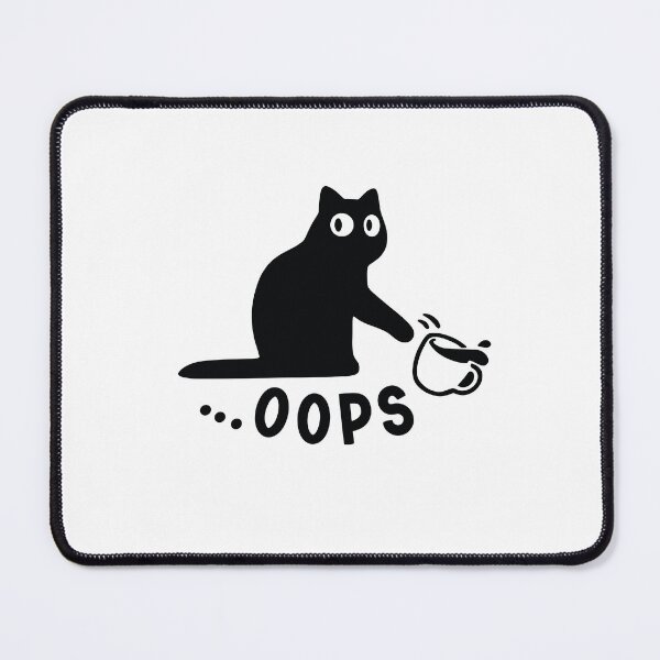Item preview, Funny black cat silhouette knocking over a coffee mug oops concept designed and sold by ahmapoy.
