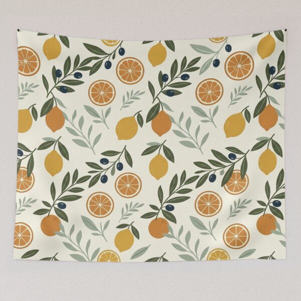 Item preview, Mediterranean Citrus & Tuscan Olive Branch Pattern designed and sold by NocturnBotany.