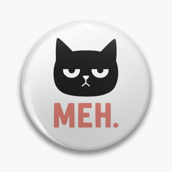 Item preview, Minimalist Black Cat Illustration with Meh Text Expressing Boredom designed and sold by ahmapoy.