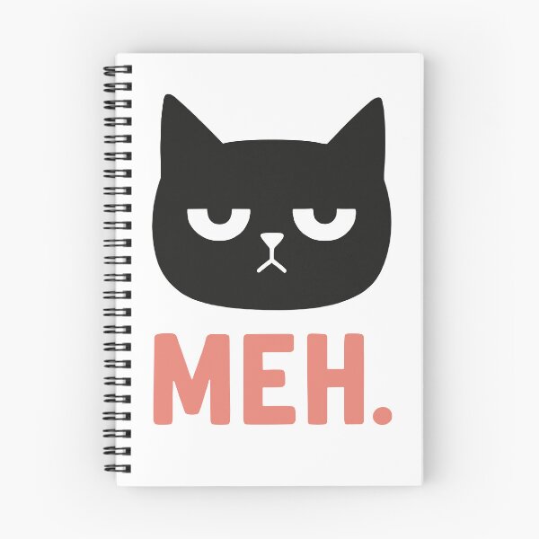 Item preview, Minimalist Black Cat Illustration with Meh Text Expressing Boredom designed and sold by ahmapoy.