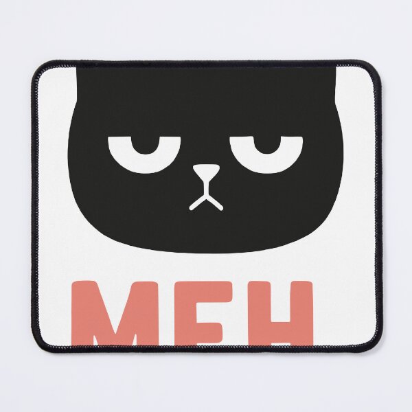 Item preview, Minimalist Black Cat Illustration with Meh Text Expressing Boredom designed and sold by ahmapoy.