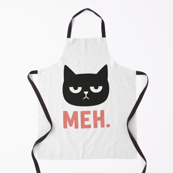 Item preview, Minimalist Black Cat Illustration with Meh Text Expressing Boredom designed and sold by ahmapoy.