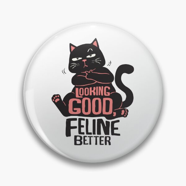 Item preview, Funny Black Cat Cartoon with Feline Better Wordplay Pun designed and sold by ahmapoy.