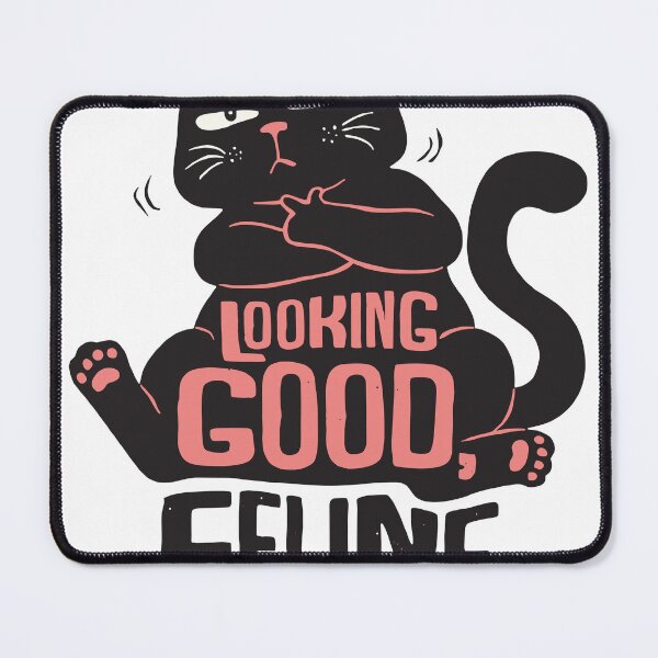 Item preview, Funny Black Cat Cartoon with Feline Better Wordplay Pun designed and sold by ahmapoy.