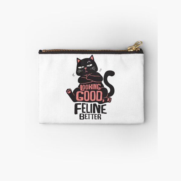 Item preview, Funny Black Cat Cartoon with Feline Better Wordplay Pun designed and sold by ahmapoy.