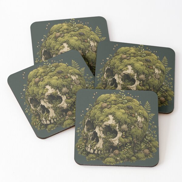 Item preview, Moss Covered Animal Skull Forest Floor Nature Illustration designed and sold by SimplePoDesign.