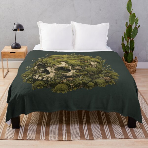Item preview, Moss Covered Animal Skull Forest Floor Nature Illustration designed and sold by SimplePoDesign.