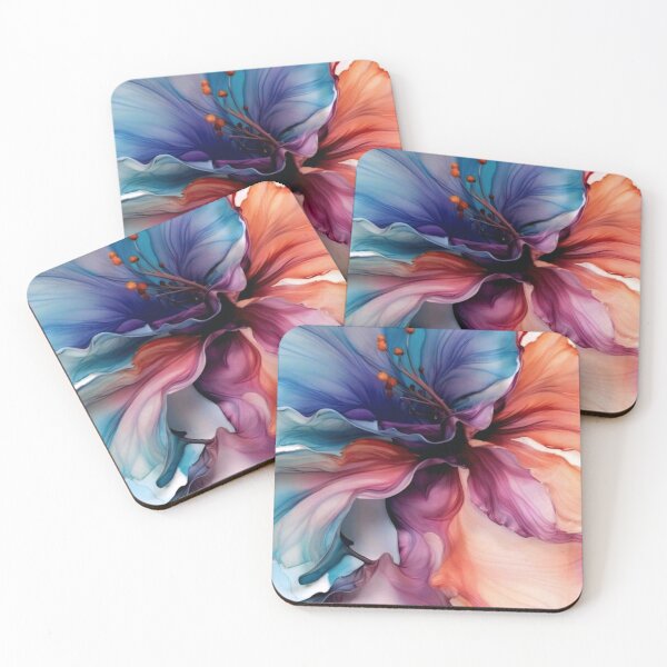 Item preview, ​Ethereal Fluid Ink Floral Abstract - Vibrant Blue and Warm Terracotta Flower designed and sold by Fattosh.