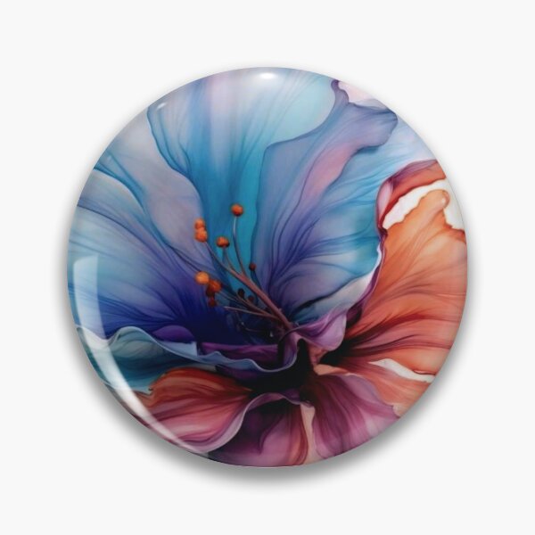 Item preview, ​Ethereal Fluid Ink Floral Abstract - Vibrant Blue and Warm Terracotta Flower designed and sold by Fattosh.