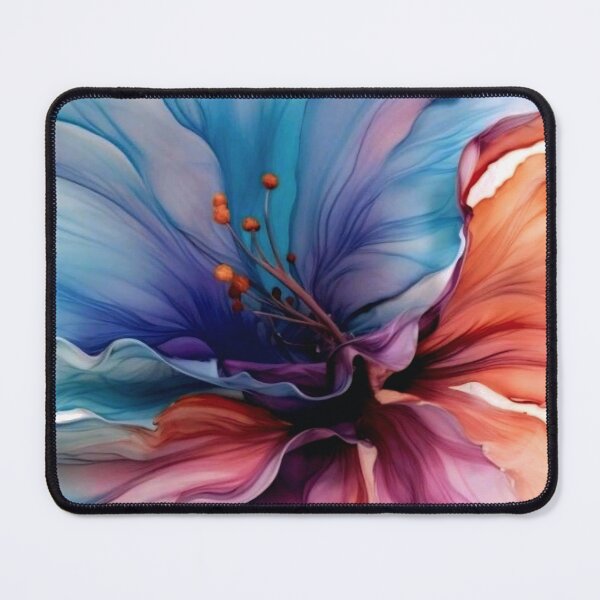 Item preview, Ethereal Fluid Ink Floral Abstract - Vibrant Blue and Warm Terracotta Flower designed and sold by Fattosh.