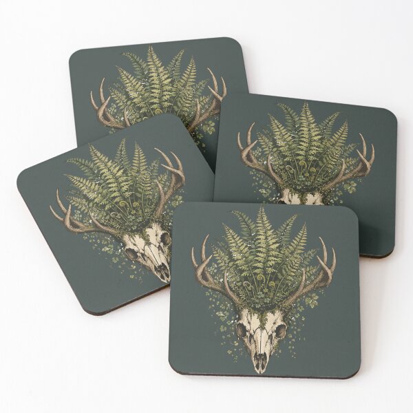 Item preview, Deer Skull with Ferns Woodland Nature Botanical Illustration designed and sold by SimplePoDesign.