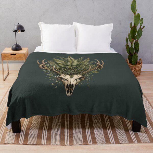 Item preview, Deer Skull with Ferns Woodland Nature Botanical Illustration designed and sold by SimplePoDesign.
