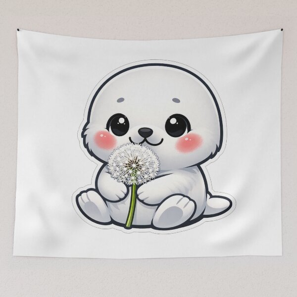 Item preview, Cute Baby Seal Holding A Dandelion designed and sold by Owcomm.
