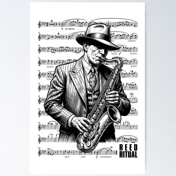 Item preview, Saxophonist Reed Ritual Saxophone Player Vintage Sheet Music designed and sold by GrandeDuc.