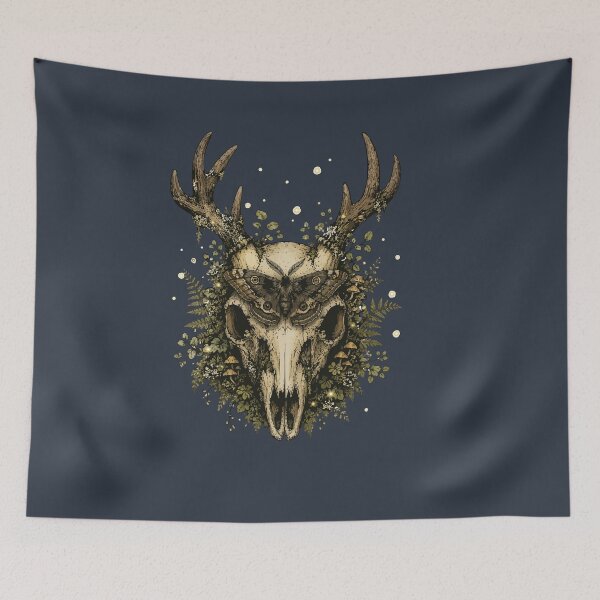 Item preview, Deer Skull Luna Moth Woodland Botanical Nature Illustration designed and sold by SimplePoDesign.