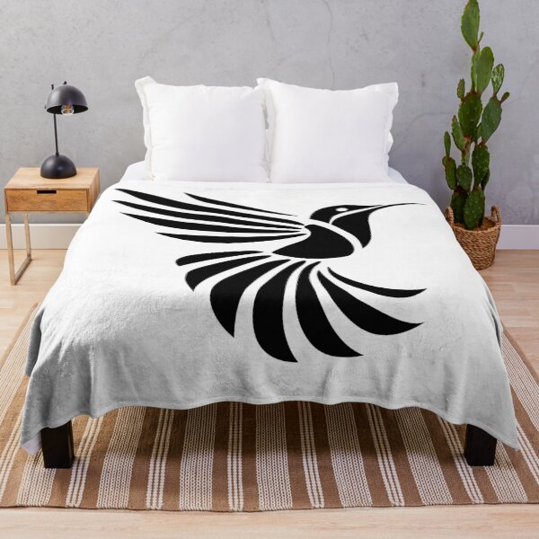 Item preview, Hummingbird in flight – stylized black bird silhouette designed and sold by SivaroStudio.