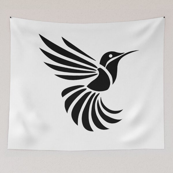 Item preview, Hummingbird in flight – stylized black bird silhouette designed and sold by SivaroStudio.