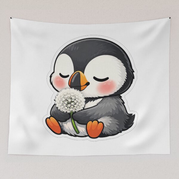 Item preview, Cute Baby Penguin Holding White Dandelion designed and sold by Owcomm.