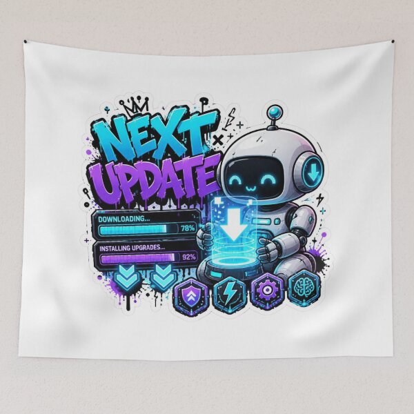 Item preview, NEXT UPDATE Graffiti Sticker PNG | Futuristic Robot Tech Aesthetic | Gaming Programmer Vinyl Decal | Cyber AI Laptop Sticker designed and sold by Stylestickers55.