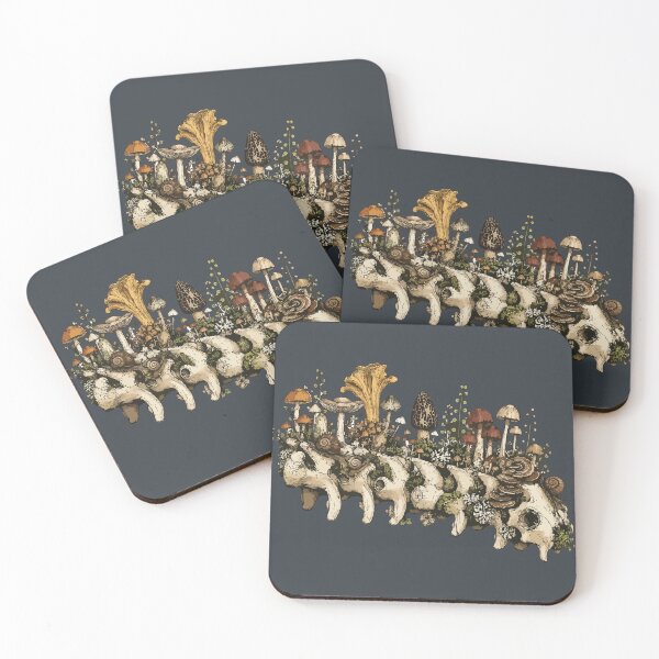 Item preview, Mushroom Covered Animal Spine Forest Ecology Nature Illustration designed and sold by SimplePoDesign.
