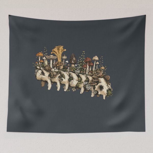 Item preview, Mushroom Covered Animal Spine Forest Ecology Nature Illustration designed and sold by SimplePoDesign.