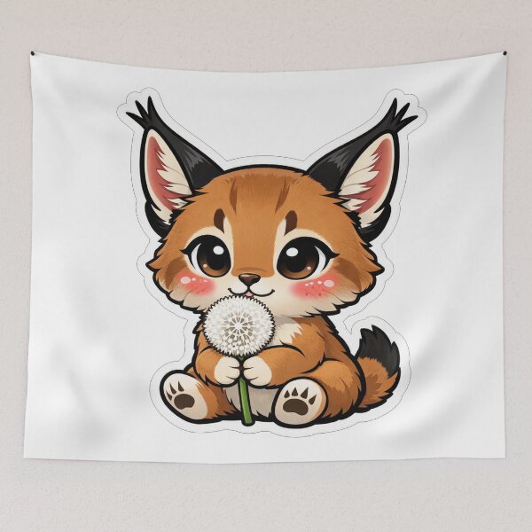Item preview, Cute Baby Caracal Holding A Dandelion designed and sold by Owcomm.