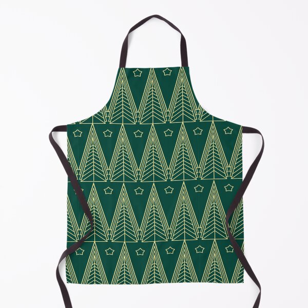 Item preview, Xmas pattern with golden trees on a green background designed and sold by Elwira Studio.