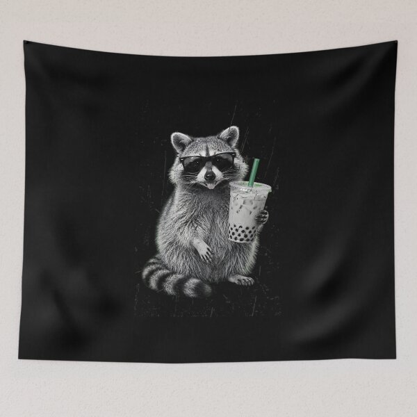 Item preview, Cool Raccoon Drinking Boba Tea - Funny Sunglasses Trash Panda Raccoon Gift designed and sold by Neurospicy Trolls.
