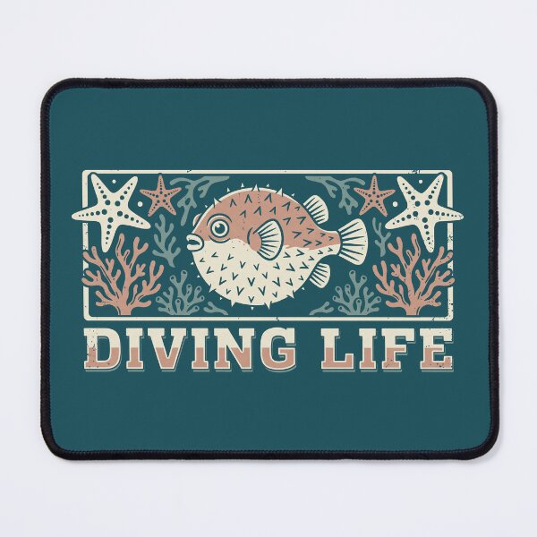 Item preview, Pufferfish Diving Life Ocean Starfish Coral Graphic designed and sold by KiwiRider.
