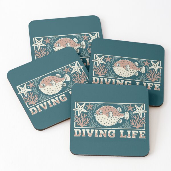 Item preview, Pufferfish Diving Life Ocean Starfish Coral Graphic designed and sold by KiwiRider.