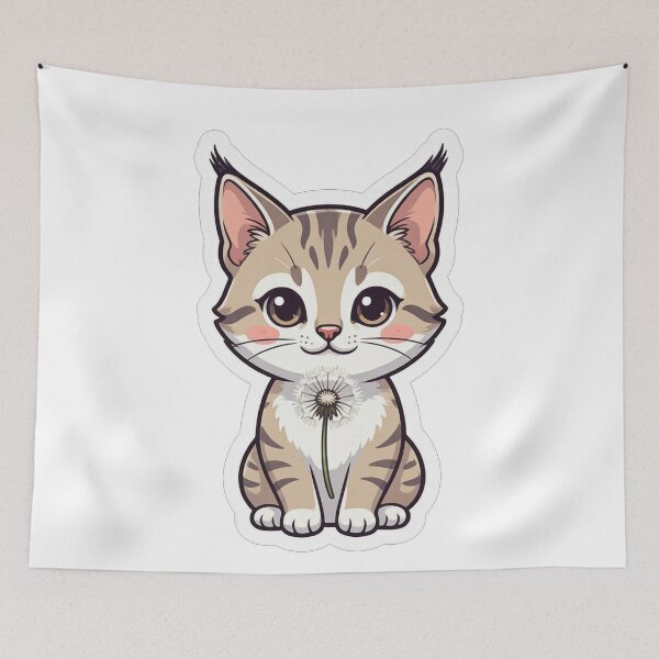 Item preview, Cute Little Lynx Holding A Dandelion designed and sold by Owcomm.