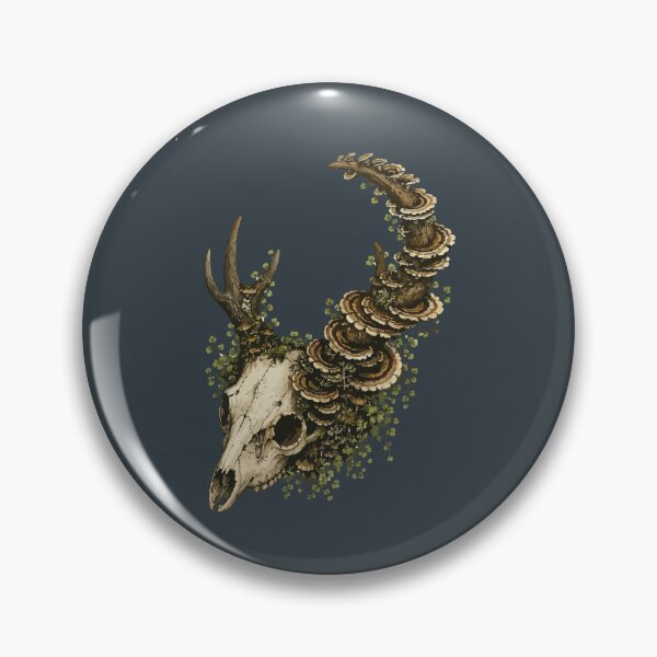 Item preview, Deer Skull and Spine with Turkey Tail Mushrooms Illustration designed and sold by SimplePoDesign.