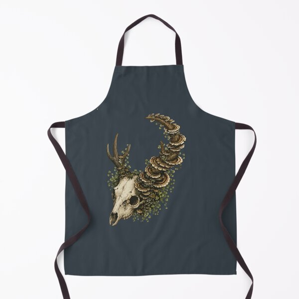 Item preview, Deer Skull and Spine with Turkey Tail Mushrooms Illustration designed and sold by SimplePoDesign.