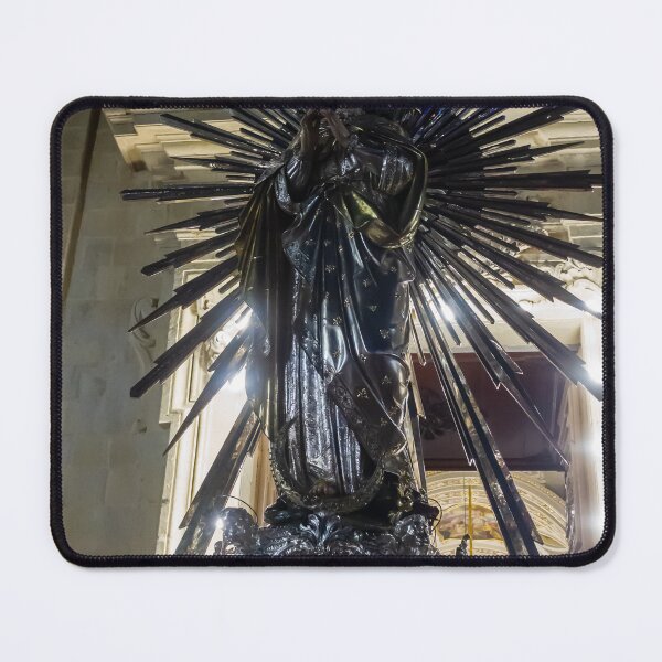 Item preview, Illuminated Virgin Mary Statue With Radiant Halo in Night Religious Procession Through City Street designed and sold by Nmallia.
