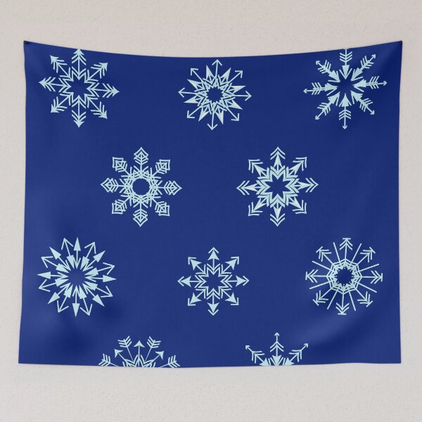 Item preview, Snowflake pattern on blue background designed and sold by Elwira Studio.