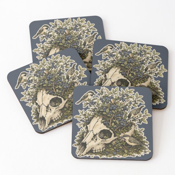 Item preview, Birds and Blueberries on Animal Skull Woodland Nature Illustration designed and sold by SimplePoDesign.