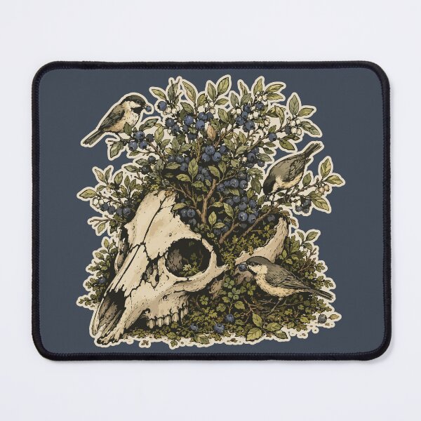 Item preview, Birds and Blueberries on Animal Skull Woodland Nature Illustration designed and sold by SimplePoDesign.