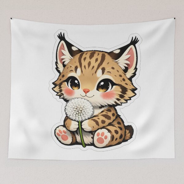 Item preview, Cute Baby Lynx Holding A Dandelion designed and sold by Owcomm.