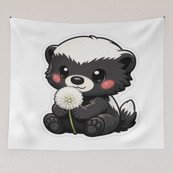 Item preview, Cute Baby Honey Badger Holding Dandelion designed and sold by Owcomm.