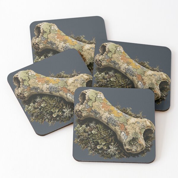 Item preview, Lichen Covered Animal Bone Forest Ecology Nature Illustration designed and sold by SimplePoDesign.