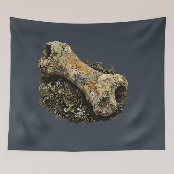 Item preview, Lichen Covered Animal Bone Forest Ecology Nature Illustration designed and sold by SimplePoDesign.