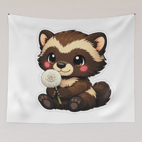 Item preview, Cute Baby Ferret Holding A Dandelion designed and sold by Owcomm.
