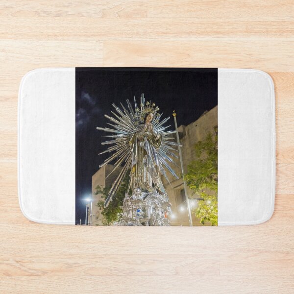 Item preview, Illuminated Virgin Mary Statue With Radiant Halo in Night Religious Procession Through City Street designed and sold by Nmallia.