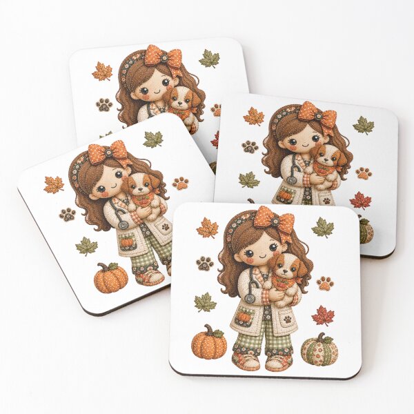Item preview, Cute Autumn Vet Tech Patchwork Illustration Dog Lover designed and sold by DecoVibe.